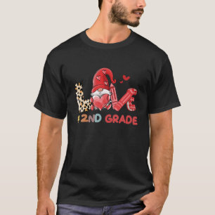 T-shirt Love Gnome 2Nd Grade Teacher Leopard, Valentine Te