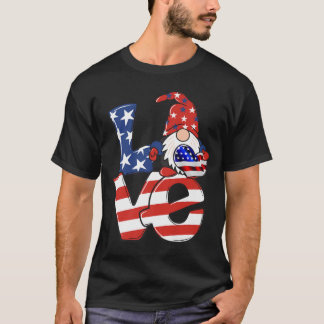 T-shirt Love Gnome USA Drapeau 4 juillet