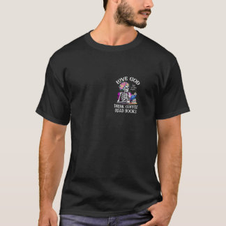 T-shirt Love God Drink Coffee Lire les livres Amateurs Vin