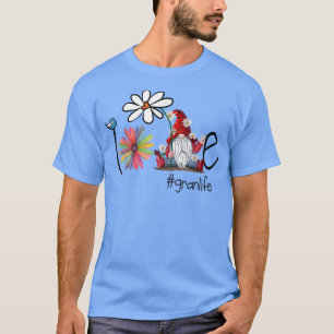 T-shirt Love Gran Life Gnome Flower Art Bird Grandma