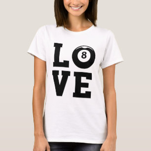 T-shirt Love Graphic Pool Billard Snooker Billard Cue 8-ll