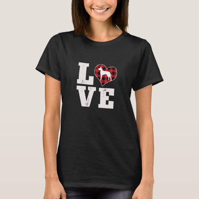 T-shirt Love Great Dane Dog Lover Gifts Buffalo Plaid Vale (Devant)
