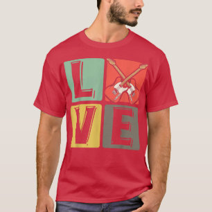 T-shirt Love Guitare Cool Electrique Guitariste Rock Musiq