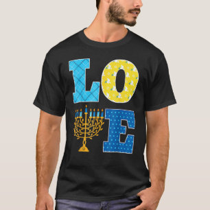 T-shirt LOVE Hanoukka Décorations Dreidel Menorah Chanukah