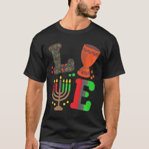T-shirt Love Happy Kwanzaa Carte Africaine Kinara Bougies