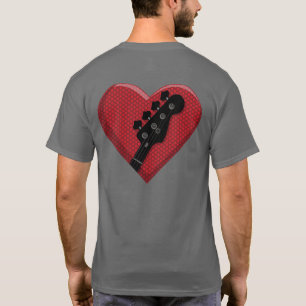 T-shirt Love Heart Bass Guitare w Amp Grill Musique