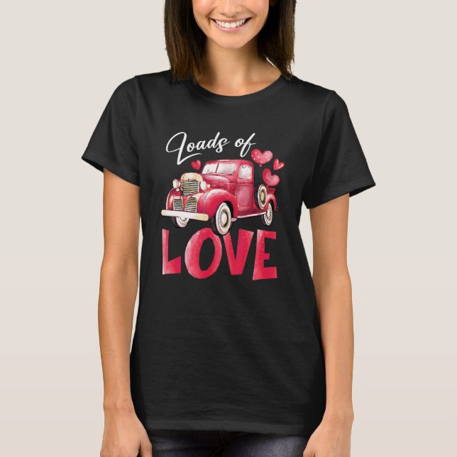 T-shirt Love Heart Camion Rouge mignonne Saint Valentin (Devant)