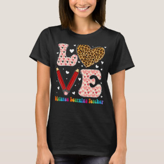 T-shirt Love Heart Distance Enseignant Leopard Valen