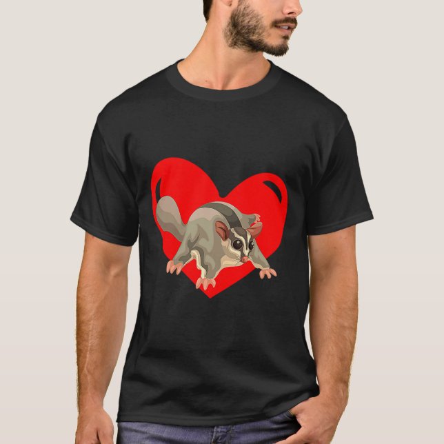 T-shirt Love Heart Graphic Valentines Day Sugar Glider Bo  (Devant)