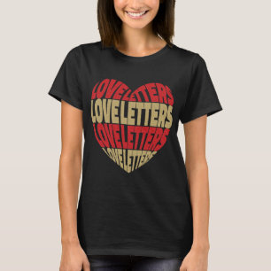 T-shirt Love Heart Letters Gold Red Parties scintillant