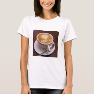 T-shirt Love Heart London Cappuccino Coffee Cup Mug T-shir