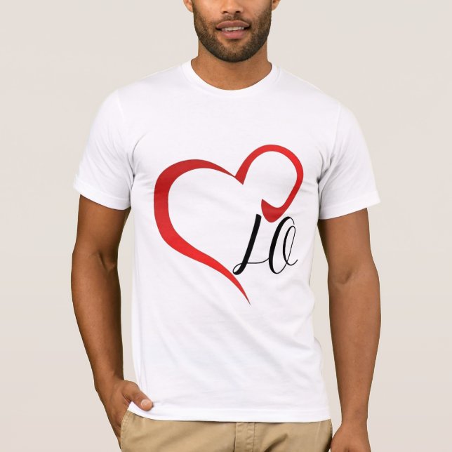 T-shirt Love Heart Monogram Custom Initials (Devant)