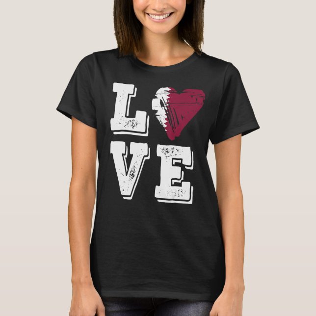T-shirt Love Heart Qatar Drapeau 1 (Devant)