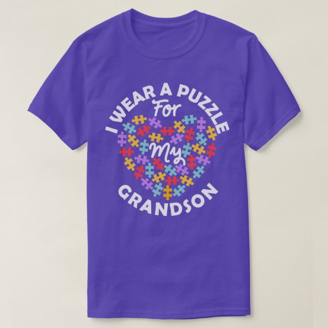 T-shirt Love Heart Sensibilisation sur l'autisme Je Porte  (Design devant)