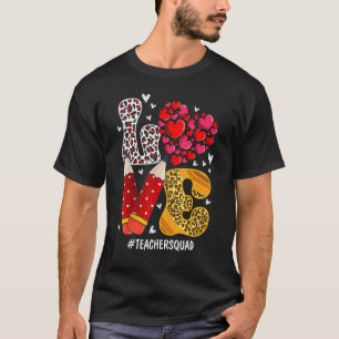 T-shirt LOVE Heart Teacher Squad Plaid Red Leopard Valenti