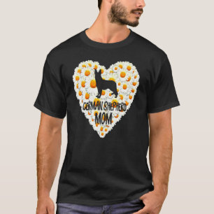 T-shirt Love Heart White Daisy Flowers Allemand Berger