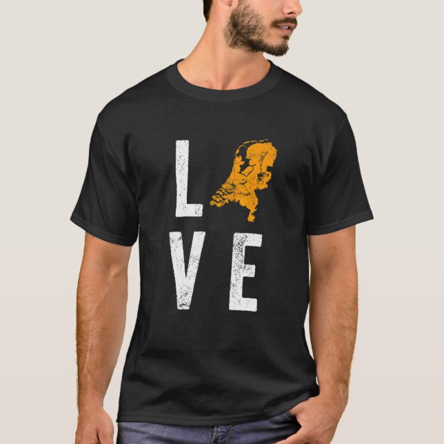 T-shirt Love Holland Map Dutch Pays-Bas Koningsdag King (Devant)
