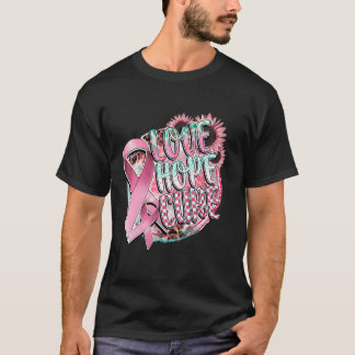 T-shirt Love Hope Cure Sunflower rose Ribbon Cancer du sei