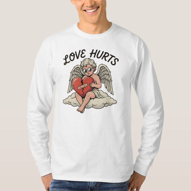 T-shirt Love Hurts Cupid Angel (Devant)