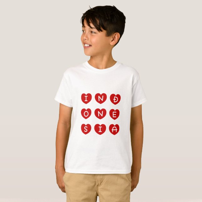 T-shirt Love Indonesia tshirts, tee-shirts pour enfants in (Devant entier)