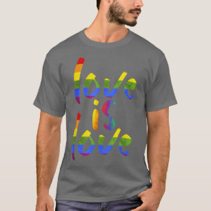 T-shirt Love is Love Inclusive LGBTQ Rainbow Flag Lesbian 