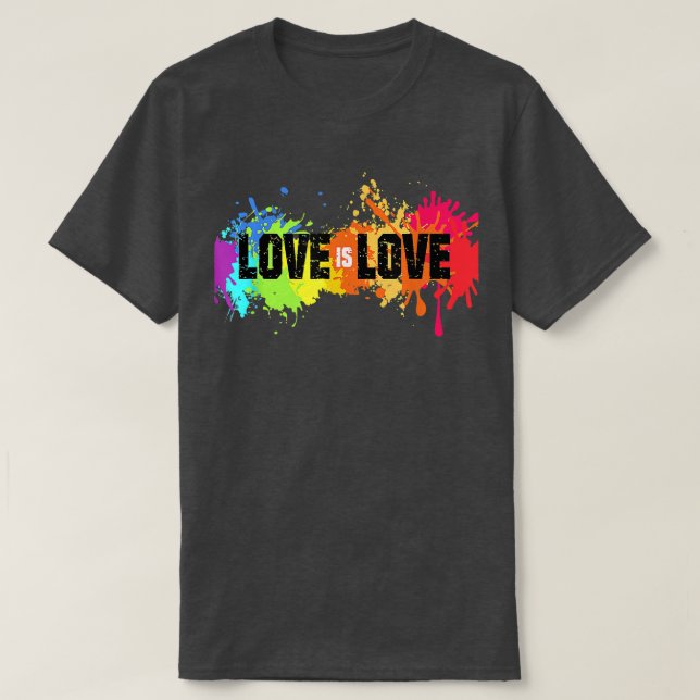 T-shirt Love Is Love Shirt Rainbow Splatter LGBT Pride Gay (Design devant)