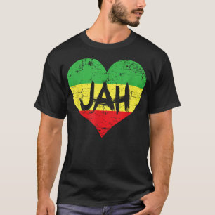 T-shirt Love Jah Heart Design Rastafari Musique reggae
