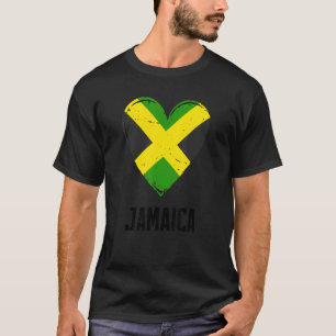 T-shirt Love Jamaïque Drapeau Coeur Vintage Jamaïcain