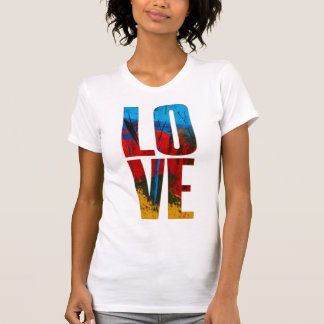 T-shirt Love Jaune Bleu Bleu Rouge tendance Art Abstrait