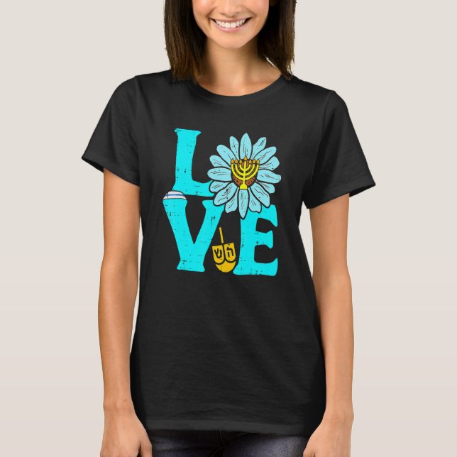 T-shirt Love Jewish Daisy Hanukkah Chanukah Women Girls Pa (Devant)