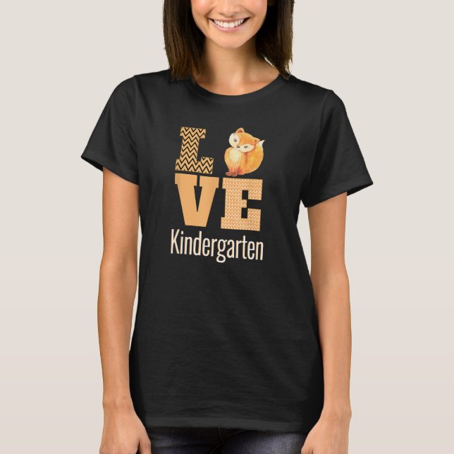 T-shirt Love Kindergarten Fox Kinder Enseignant Retour À L (Devant)