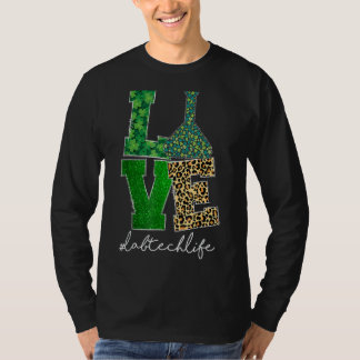 T-shirt Love Lab Tech Life Shamrocks Leopard Happy St Part