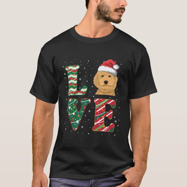 T-shirt Love Labradoodle Père Noël Amoureux des chiens Pap (Devant)
