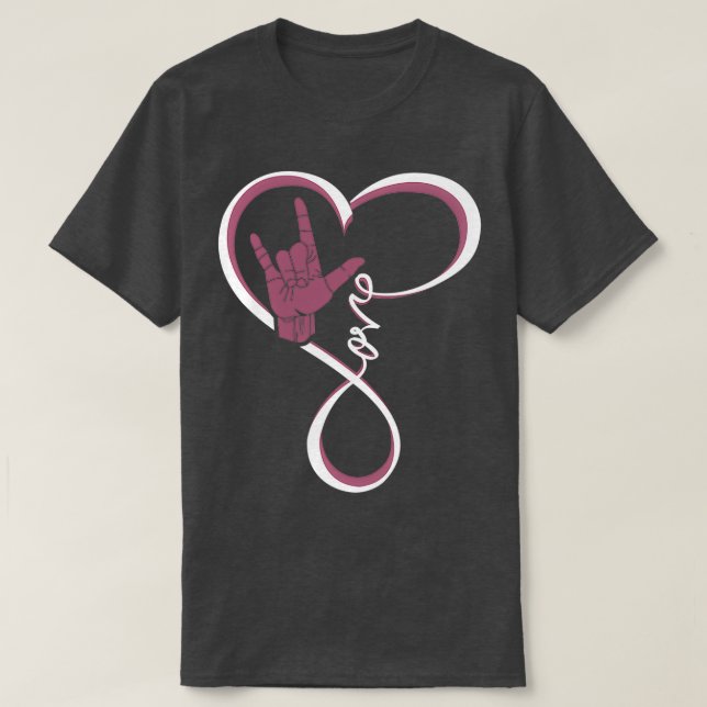 T-shirt Love Langue des signes Coeur (Design devant)