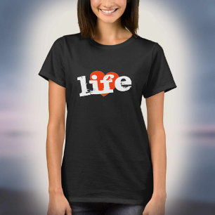 T-shirt Love Life ! Design de coeur rouge.