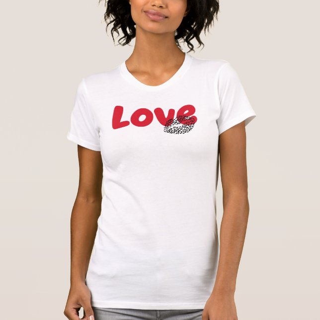 T-shirt Love Lips Leopard Graphic, Valentines Day (Devant)