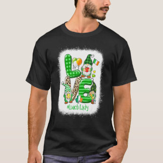 T-shirt Love Lunch Lady Gnome Funny St Patrick's Day Lucky