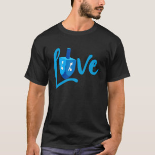 T-shirt LOVE Mignonne Hanoukka Décorations Dreidel Menorah