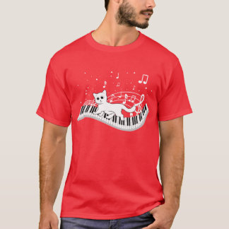 T-shirt Love Music Chat Jouer Sur Piano Musical Musicien v