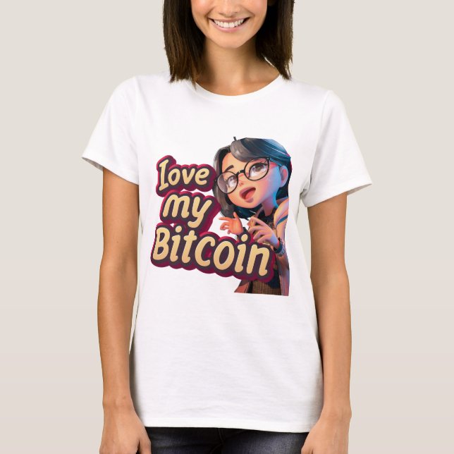 T-shirt Love My Bitcoin Cartoon (Devant)