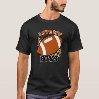 T-shirt Love My Boys Leopard Football Sports  Pitcher Play