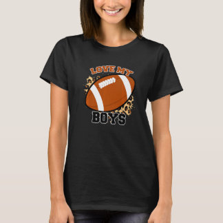 T-shirt Love My Boys Leopard Football Sports  Pitcher Play