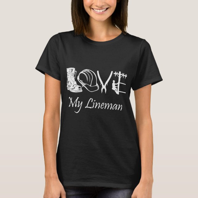 T-shirt Love My Lineman Electric Cable Funny (Devant)