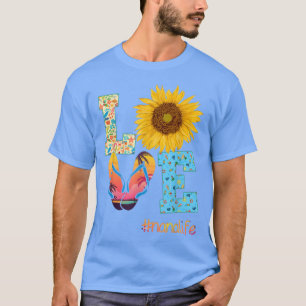 T-shirt LOVE Nana Life Tongs de soleil Tournesol Été Mère'