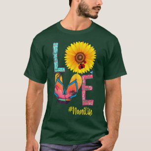 T-shirt Love Nani Vie Flip Flops Hippie Tournesol Été