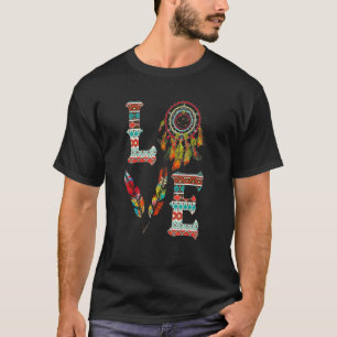 T-shirt LOVE Native American Indian Headdress with Feather