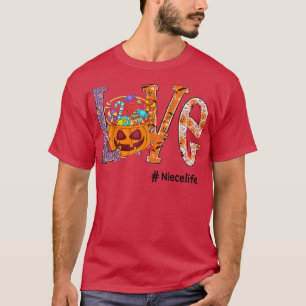 T-shirt Love Niece Life Halloween Art Citrouille Candy Fun