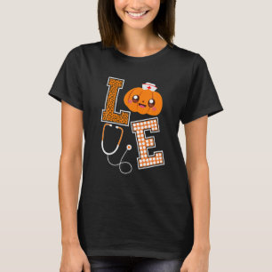 T-shirt Love Nurse Halloween Citrouille Automne Infirmière