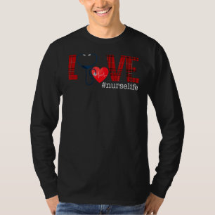T-shirt Love Nurse Life Buffalo Plaid Funny Nursing Cliniq