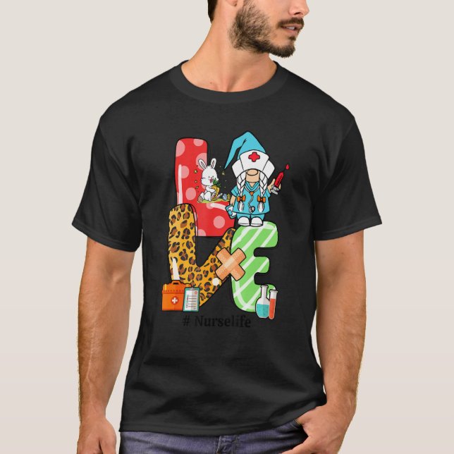 T-shirt Love Nurse Life Pâques Gnome Panier de chasse aux  (Devant)